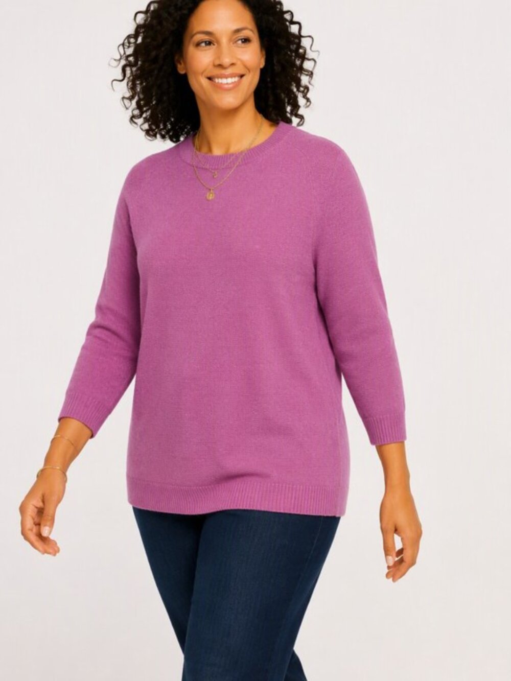 Talbots Audrey Cashmere Sweater in Pink Heather Size 1X